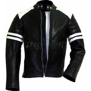 Men Black Lambskin Motorcycle Leather Jacket - Brad Pitt Fight Club Jacket